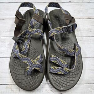 Chaco Sandals Mens 13 Brown Blue Yellow Double Strap Toe Loop J105515